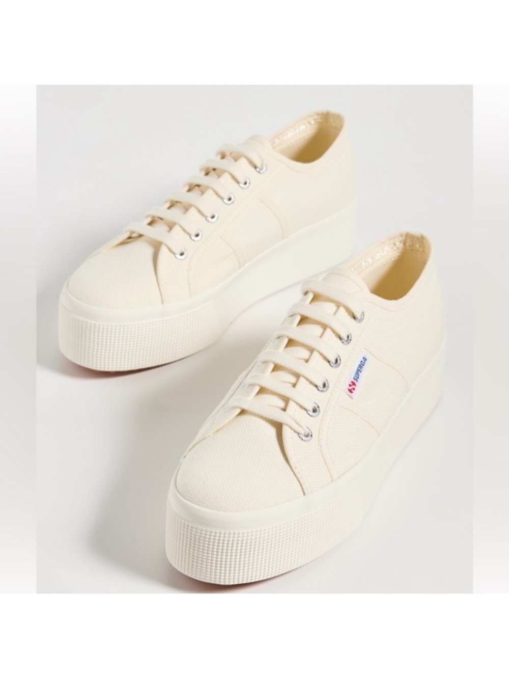 Superga Women's 2790 Beige-Natural Canvas Platform Sneaker—7.5 - Picture 3 of 13